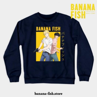 Banana Fish Ash Lynx Eiji Okumura Yaoi Anime Crewneck Sweatshirt Navy Blue / S