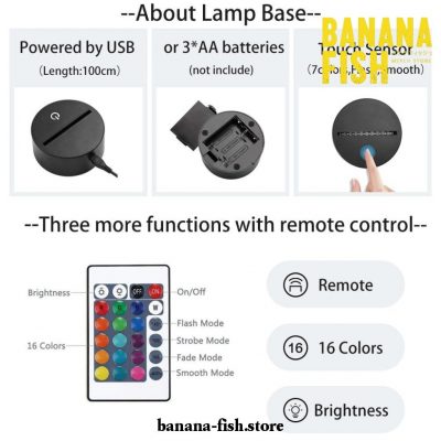 Banana Fish Ash Lynx Handsome 3D Led Lamp Night Light