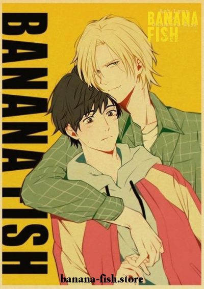 Banana Fish Eiji & Ash Hug Vintage Kraft Paper Poster