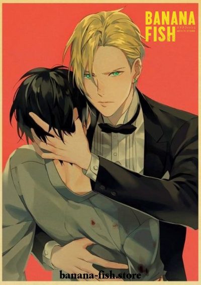 Cool Couple Banana Fish Vintage Kraft Paper Poster