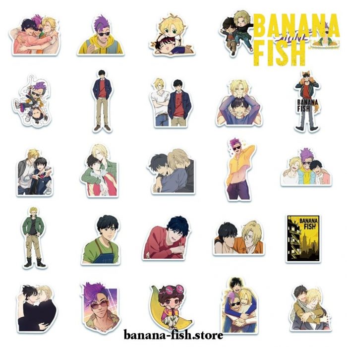 New Style 10/50Pcs Packs Banana Fish Graffiti Stickers Waterproof